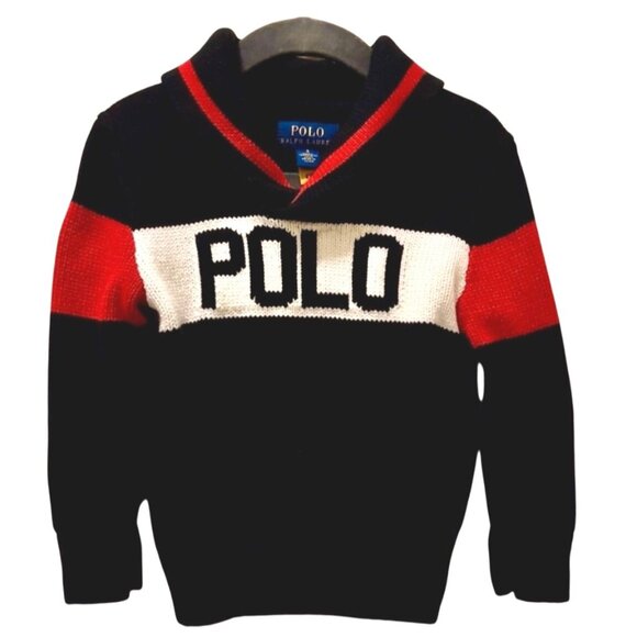 Polo Ralph Lauren Interlock Boys 4 Sweater Logo Cotton Ribbed Preppy Old Money - Picture 1 of 9